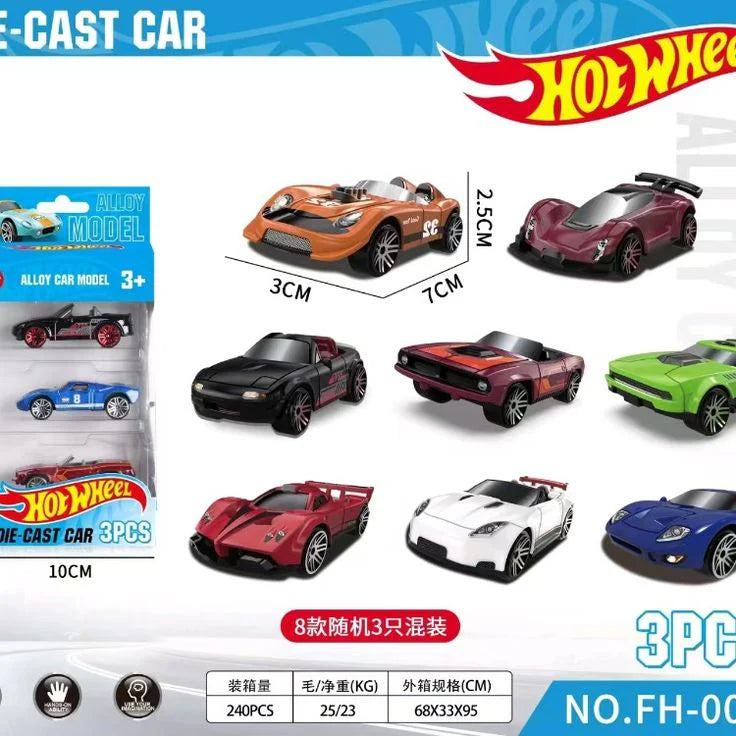 Set of 3 mini diecast car models hot wheel style metal toy cars KidKat free shipping