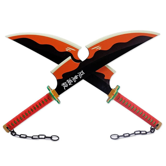 Tengen Uzui pack of 2 knives 70cm black orange Demon Slayer set
